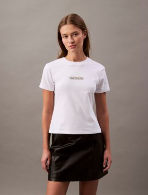 Overlap Logo Slim T-Shirt, Brilliant White