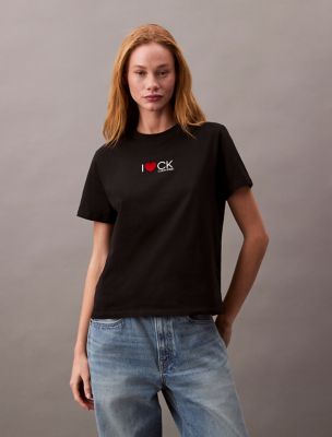 T-shirt classique à logo en forme de cœur, noir