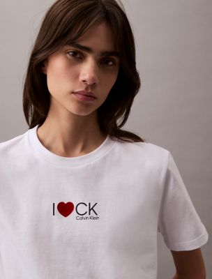 T-shirt classique à logo en forme de cœur, blanc brillant