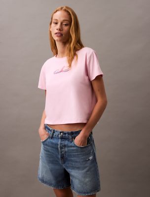 ★ ★ Women's Slim Script CK Logo Short Sleeve T- Script Logo Slim T-Shirt | Calvin Klein® USA