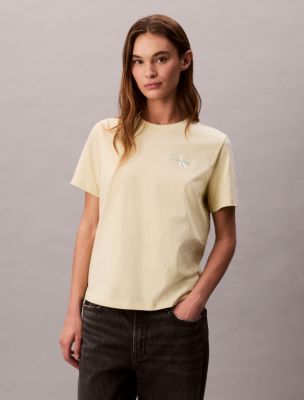 Classic Contrast Monogram Logo T-Shirt, Hay