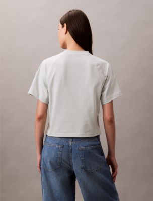 Tシャツ・カットソー   monogram big logo cropped T-shirt KS1650 Monogram Logo Cropped Relaxed T-Shirt | Calvin Klein