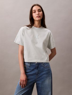 Monogram Logo Cropped Relaxed T-Shirt | Calvin Klein
