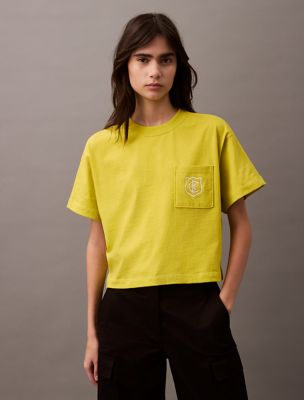 Monogram Logo Crest Graphic Boxy T-Shirt, Warm Olive