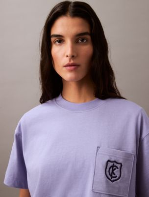 売れ筋商品|||カルバンクライン カットソー トップス レディース Women's Monogrammed Logo Crest Boxy Cropped T-Shirt Warm Olive Calvin Klein Jeans Women's Monogrammed Logo Crest Boxy