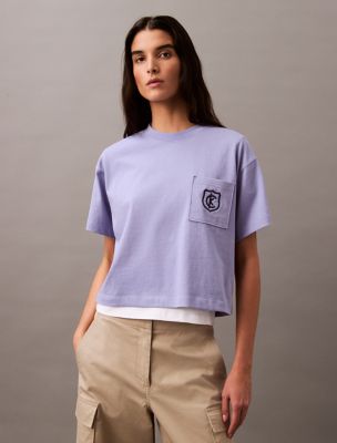 Monogram Logo Crest Graphic Boxy T-Shirt, Perisan Violet