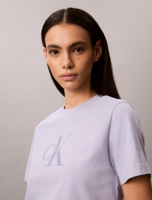Женская футболка Calvin Klein Monologo, цвет: Небесно-голубой — фото 3