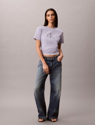 Женская футболка Calvin Klein Monologo, цвет: Небесно-голубой — фото 4