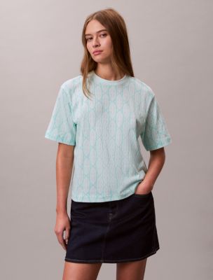 Allover Monogram Boxy T-Shirt, Moonlight Jade