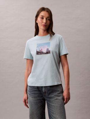 Floral Graphic Slim T-Shirt, Cloud Blue