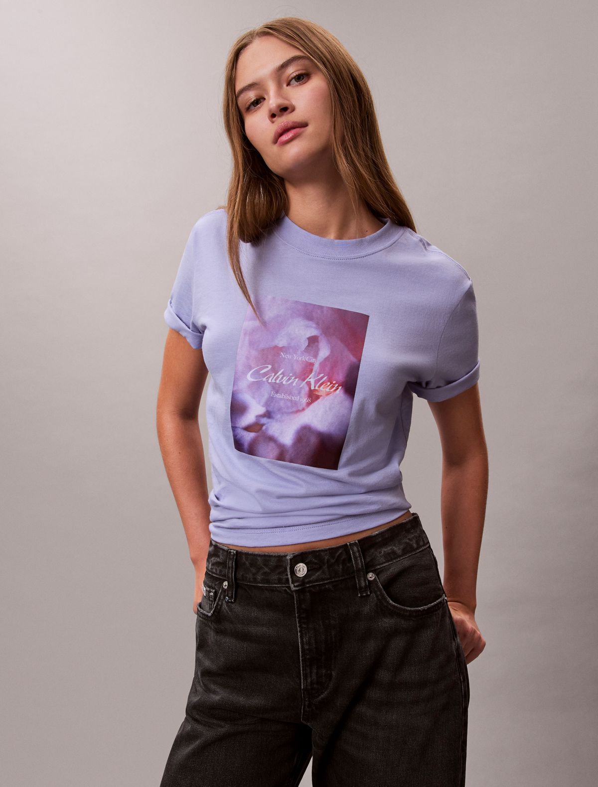 Flower Script Logo Graphic Classic T-Shirt