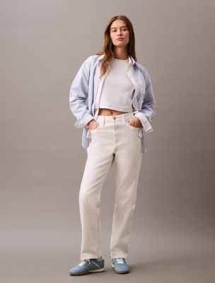 High Rise Straight Jeans, Optic White
