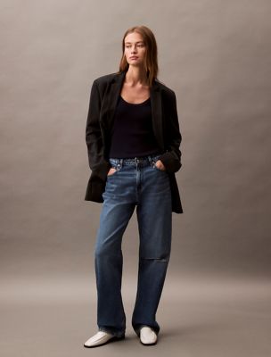90s Straight Jeans, Runaway Blue Destroyed