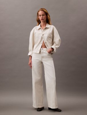 Ultra High Rise Wide Leg Fit Jeans, Soft Bone