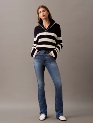 High Rise Flared Jeans, Blue Bath