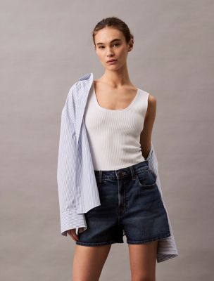 High Rise Denim Shorts, Dark Yukon
