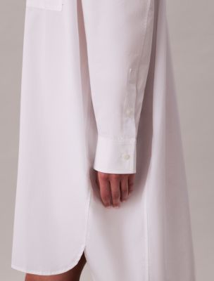 calvin klein white dress long sleeve Calvin Klein long-sleeve Belted Dress | White