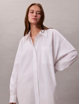 Calvin Klein Cotton Shirt Dress - Brilliant White