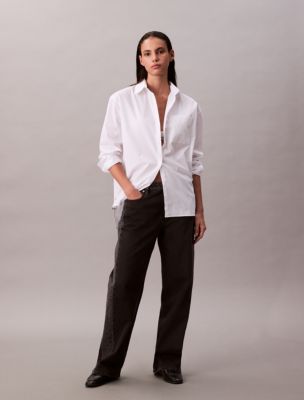 Poplin Relaxed Button-Down Shirt, Brilliant White