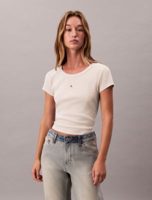 Woven Monologo Slim T-Shirt, Vanilla Heather