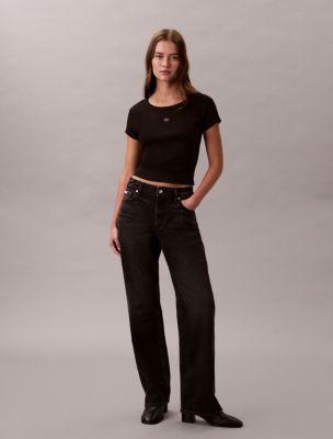 Женские футболки Calvin Klein Woven Monologo Slim T-Shirt — фото 2