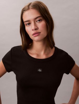 Женские футболки Calvin Klein Woven Monologo Slim T-Shirt — фото 3