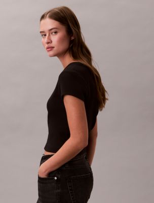 Женские футболки Calvin Klein Woven Monologo Slim T-Shirt — фото 5