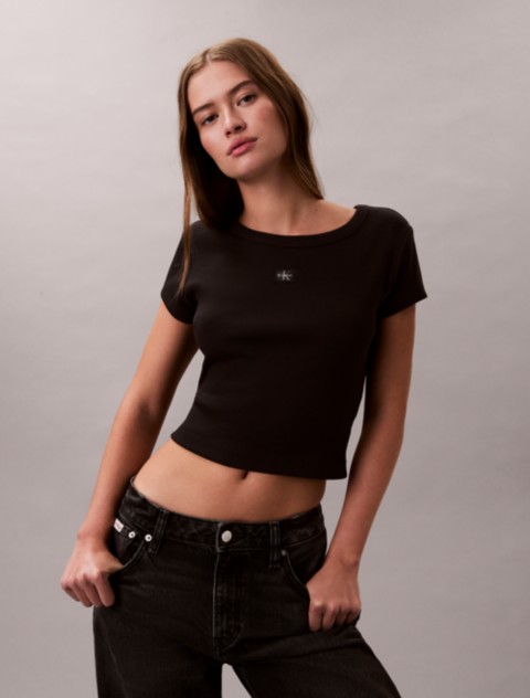 Женские футболки Calvin Klein Woven Monologo Slim T-Shirt