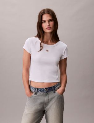 Woven Monologo Slim T-Shirt, Bright White