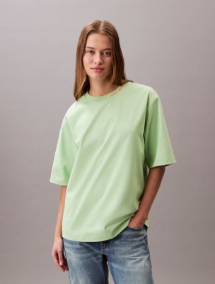Logo Graphic Neckline Relaxed T-Shirt , Nile Green
