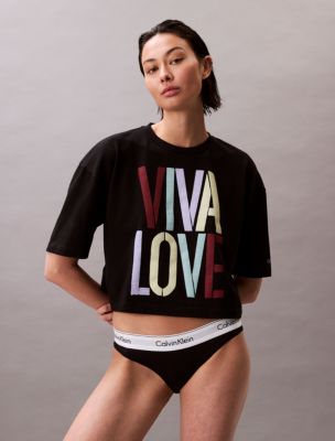 Marc Hundley Pride Viva Love Cropped Relaxed T-Shirt, Black
