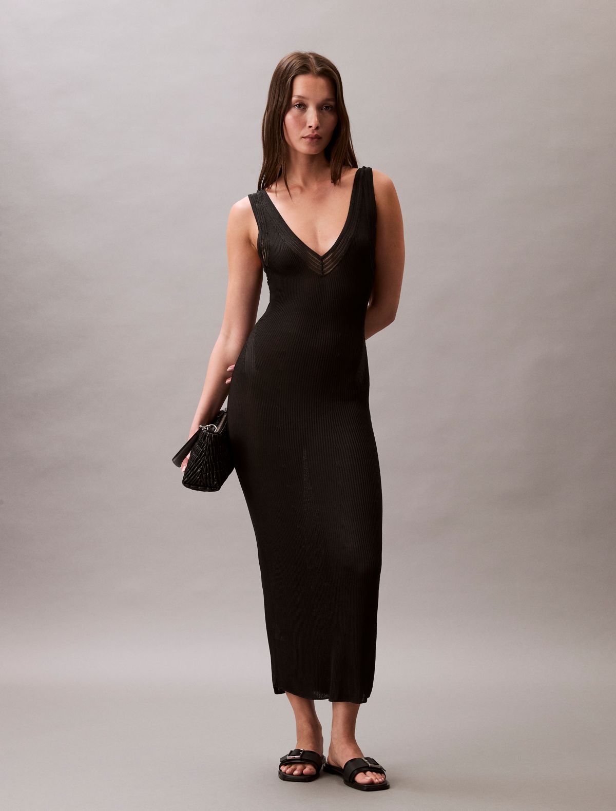 Viscose Rib Midi Dress
