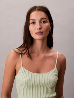 ★ ★ Women's Liquid Shine Tank Top 47C306G YAS 4 Liquid Shine Ribbed Tank Top | Calvin Klein