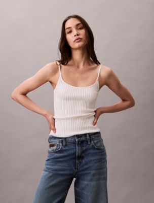 Liquid Shine Ribbed Tank Top , Tofu