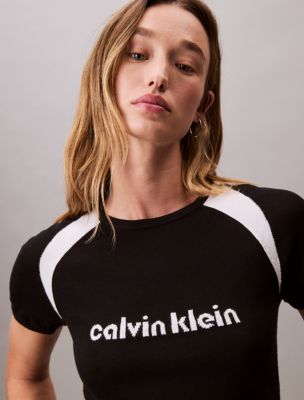 Logo Graphic Raglan Sleeve Slim T-Shirt , Black