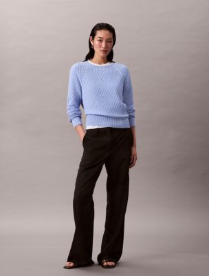 Cable Knit Classic Sweater, Moderate Blue 