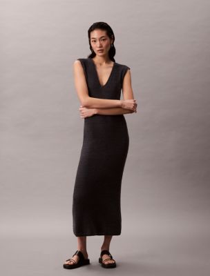 Knit Sleeveless Midi Dress, Ebony
