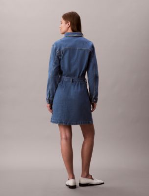 calvin klein belted denim dress Buy Calvin Klein Jeans LINEN BOXY BELTED SHIRT DRESS - Denim Medium