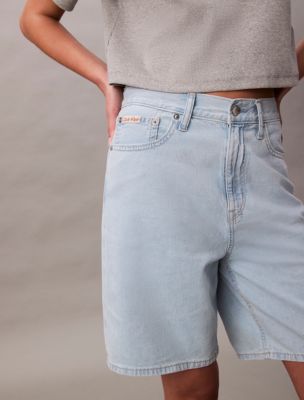 Женские шорты Calvin Klein Linen Blend Relaxed Denim Bermuda Shorts — фото 6