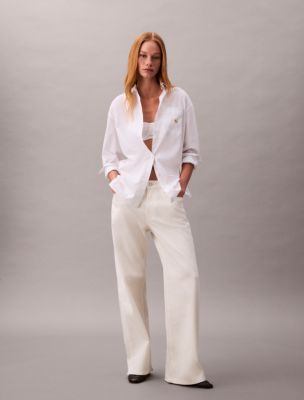 Low Rise Baggy Jeans , Chalk White