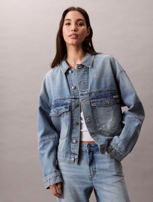 Distressed Denim Jacket, Rainy Blue