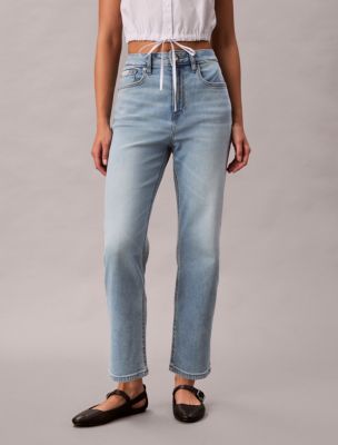 Женские джинсы Calvin Klein Cropped High Rise Lyocell Blend Straight Jeans — фото 2