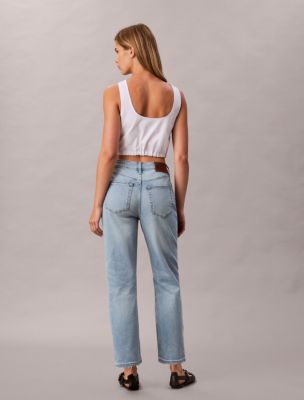 Женские джинсы Calvin Klein Cropped High Rise Lyocell Blend Straight Jeans — фото 3