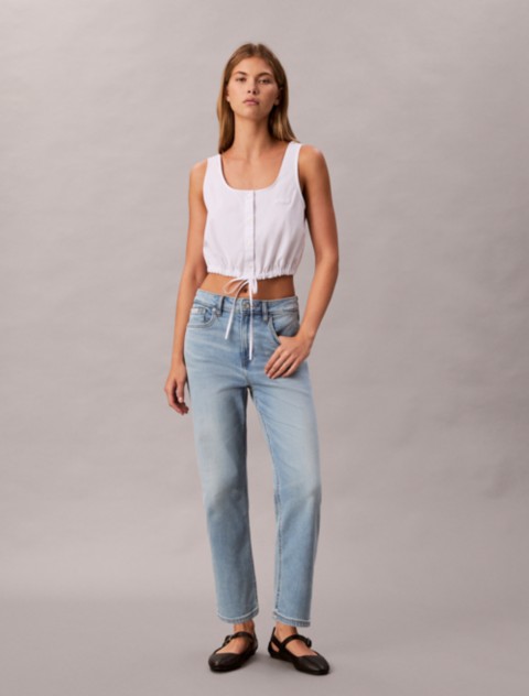 Женские джинсы Calvin Klein Cropped High Rise Lyocell Blend Straight Jeans
