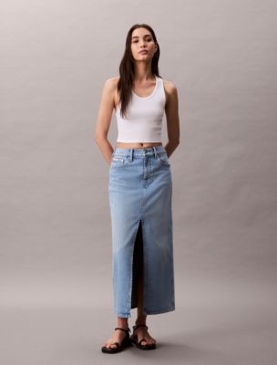 Denim Maxi Skirt , Hazy Sky