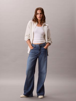 Tencel Ultra High Rise Wide Leg Fit Jeans, Baltic Blue