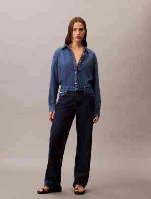 90s Straight Jeans, Two Tone Indigo