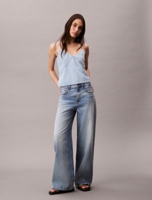 Cotton Linen Blend Denim Tank Top, Aaron Blue