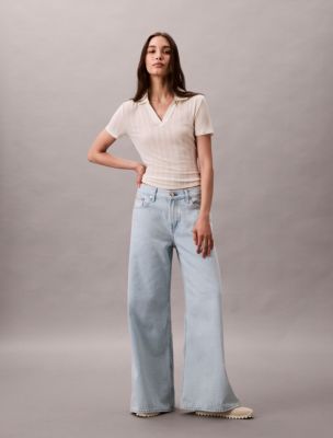 Ultra Wide Leg Jeans, Light Beacon