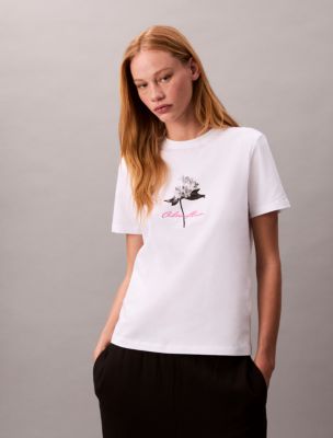 Logo Floral Graphic Classic T-Shirt , Brilliant White